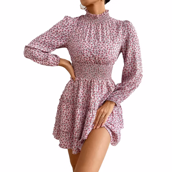 Vestido Floral de temperamento Noble, diseño independiente de investigación y desarrollo, primavera y otoño, falda de pastel para las cuatro estaciones, vestidos de mujer