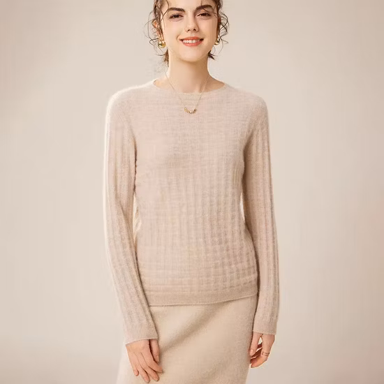 Suéter de manga larga con cuello redondo y moda para mujer